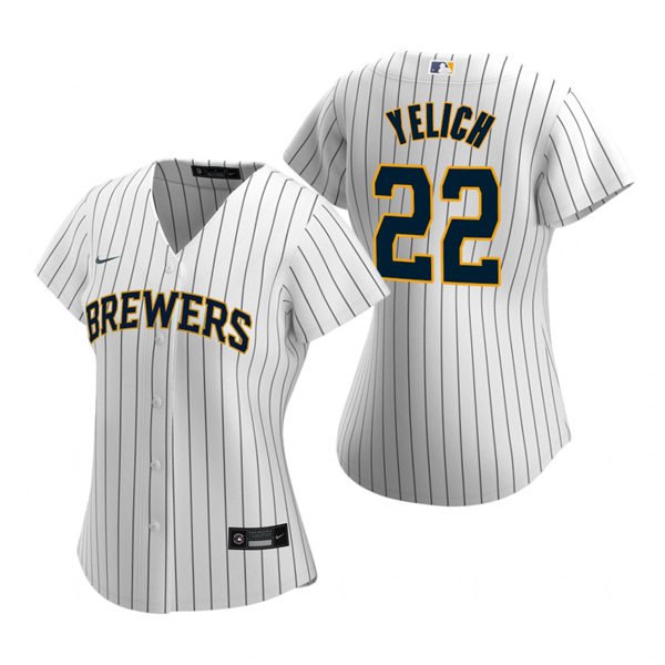 women's Baseball MIL Team Uniform 22 Christian Yelich Jerseys White Alternate Player Game lady Shirt