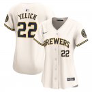 women's Baseball MIL Team Uniform 22 Christian Yelich Jerseys Cream Home Limited Player lady Shirt