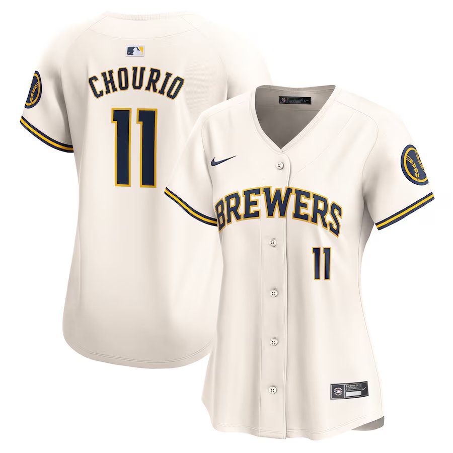 women's Baseball MIL Team Uniform 11 Jackson Chourio Jerseys Cream Home Limited Player lady Shirt