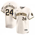 men's & youth Baseball MIL Team Uniform 24 William Contreras Jerseys Cream Home Limited Player Shirt