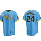 men's & youth Baseball MIL Team Uniform 24 William Contreras Jerseys Blue City Connect Player Shirt