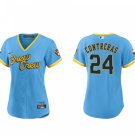 women's Baseball MIL Team Uniform 24 William Contreras Jerseys Blue City Connect Player lady Shirt