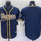 men's & youth Baseball Milwaukee Brewers Uniform Blank Jerseys Navy CoolBase Player Shirt