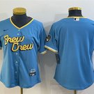 women's Baseball Milwaukee Brewers Uniform Blank Jerseys Blue City Connect Player Game lady Shirt