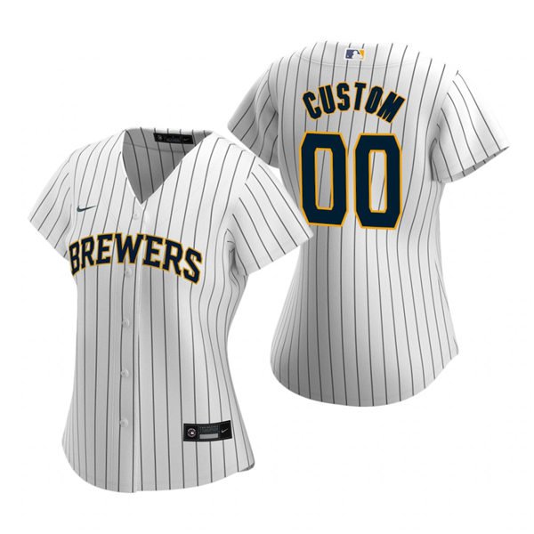women's Baseball Milwaukee Brewers 00 Custom name number Jerseys White Alternate Player lady Shirt