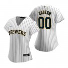 women's Baseball Milwaukee Brewers 00 Custom name number Jerseys White Alternate Player lady Shirt