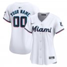 women's Baseball Miami Marlins 00 Custom name number Jerseys White Home Limited Player lady Shirt