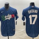 men's & youth Baseball LAD Team Uniform 17 Shohei Ohtani Jerseys Mexico Blue White Pinstripe Shirt