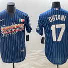 men's & youth Baseball LAD Team Uniform 17 Shohei Ohtani Jerseys Mexico Blue Rainbow Pinstripe Shirt