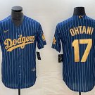 men's & youth Baseball LAD Team Uniform 17 Shohei Ohtani Jerseys BlueGold Pinstripe Cool Shirt
