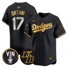 men's & youth Baseball LAD Team Uniform 17 Shohei Ohtani Jerseys Black/Gold Vin & Kobe Patch Shirt
