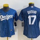 women's Baseball LAD Team Uniform 17 Shohei Ohtani Jerseys Blue Pinstripe Cool Player lady Shirt