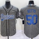 men's & youth Baseball LAD Team Uniform 50 Mookie Betts Jerseys Grey Gridiron CoolBase Player Shirt