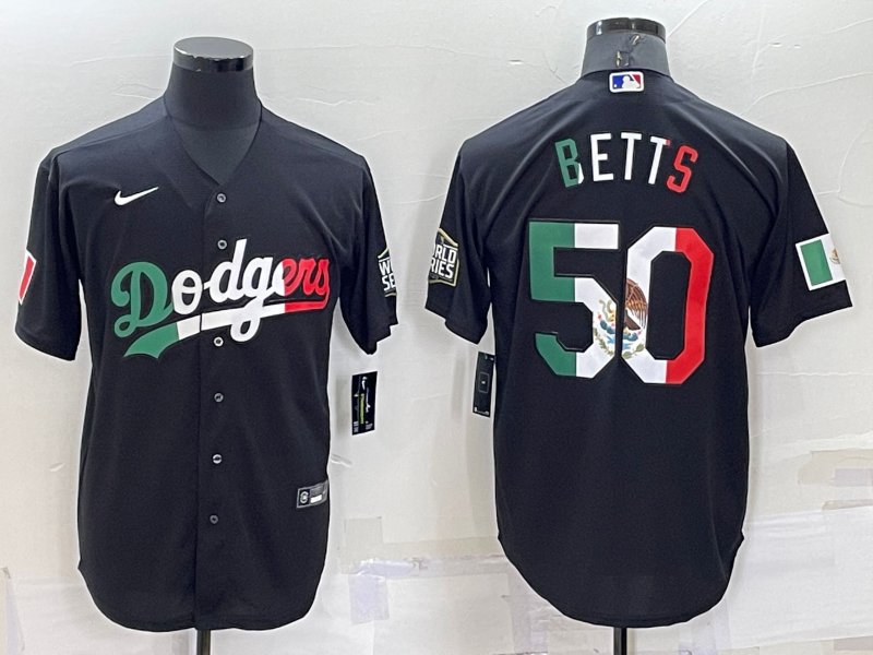men's & youth Baseball LAD Team Uniform 50 Mookie Betts Jerseys Mexico Black CoolBase Player Shirt