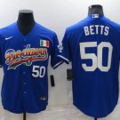 men's & youth Baseball LAD Team Uniform 50 Mookie Betts Jerseys Mexico Blue Rainbow Player Shirt