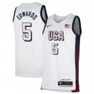 men's & youth Basketball USA Uniform 5 Anthony Edwards Jerseys White 2024 Paris Olympics Shirt