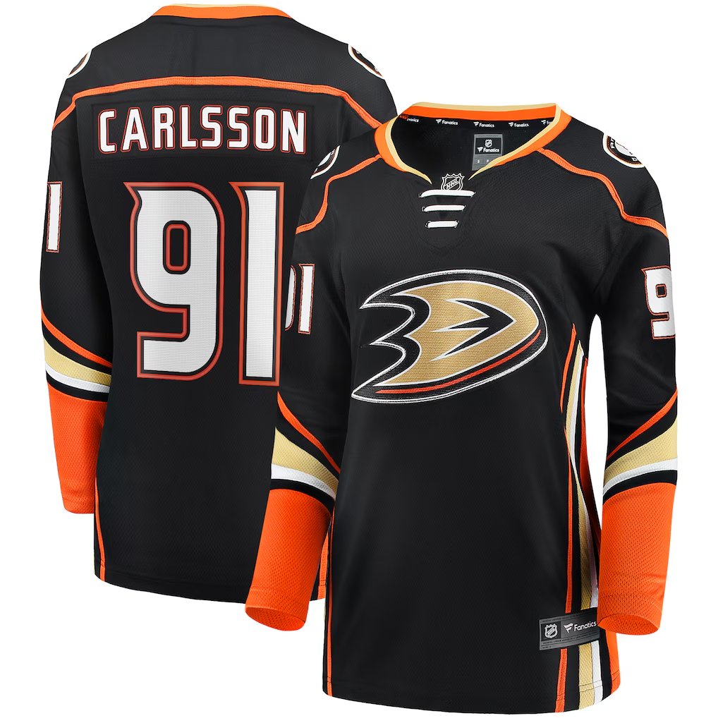 women's Anaheim Ducks 91 Leo Carlsson Jersey Black