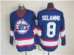 men's & youth Winnipeg Jets 8 Teemu Selanne Jersey 1992 CCM Vintage Blue