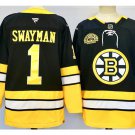 men's & youth Boston Bruins #1 Jeremy Swayman Jersey  Black Alternate 100th Anniversary