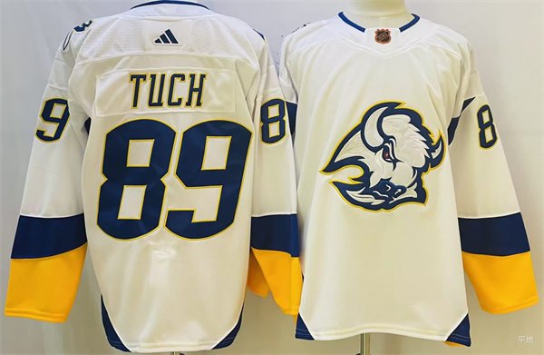 men's & youth Buffalo Sabres #89 Alex Tuch Jersey White 2022 Reverse Retro Primegreen