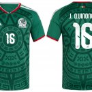 adult & kids Mexico Soccer Team Uniform 16 J. Quinones Jersey Home 2026 Green Activewear