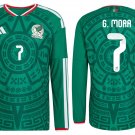 adult unisex Mexico Soccer Team Uniform 7 G. Mora Jersey Home 2026 Green Long-Sleeve Activewear