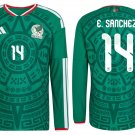 adult unisex Mexico Soccer Team Uniform 14 E. Sanchez Jersey Home 2026 Green Long-Sleeve Activewear