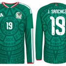 adult unisex Mexico Soccer Team Uniform 19 J. Sanchez Jersey Home 2026 Green Long-Sleeve Activewear