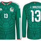 adult unisex Mexico Soccer Team Uniform 13 J. Orozco Jersey Home 2026 Green Long-Sleeve Activewear