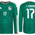 adult unisex Mexico Soccer Team Uniform 17 J. Corona Jersey Home 2026 Green Long-Sleeve Activewear