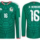 adult unisex Mexico Soccer Team Uniform 16 H. Herrera Jersey Home 2026 Green Long-Sleeve Activewear