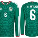 adult unisex Mexico Soccer Team Uniform 6 G. Arteaga Jersey Home 2026 Green Long-Sleeve Activewear