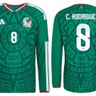 adult unisex Mexico Soccer Team Uniform 8 C. Rodriguez Jersey Home 2026 Green Long-Sleeve Activewear