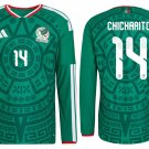 adult unisex Mexico Soccer Team Uniform 14 Chicharito Jersey Home 2026 Green Long-Sleeve Activewear