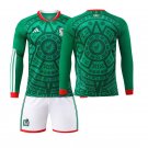 adult unisex Mexico Soccer Uniform Suit Blank Jersey Set Home 2026 Green Long-Sleeve Activewear
