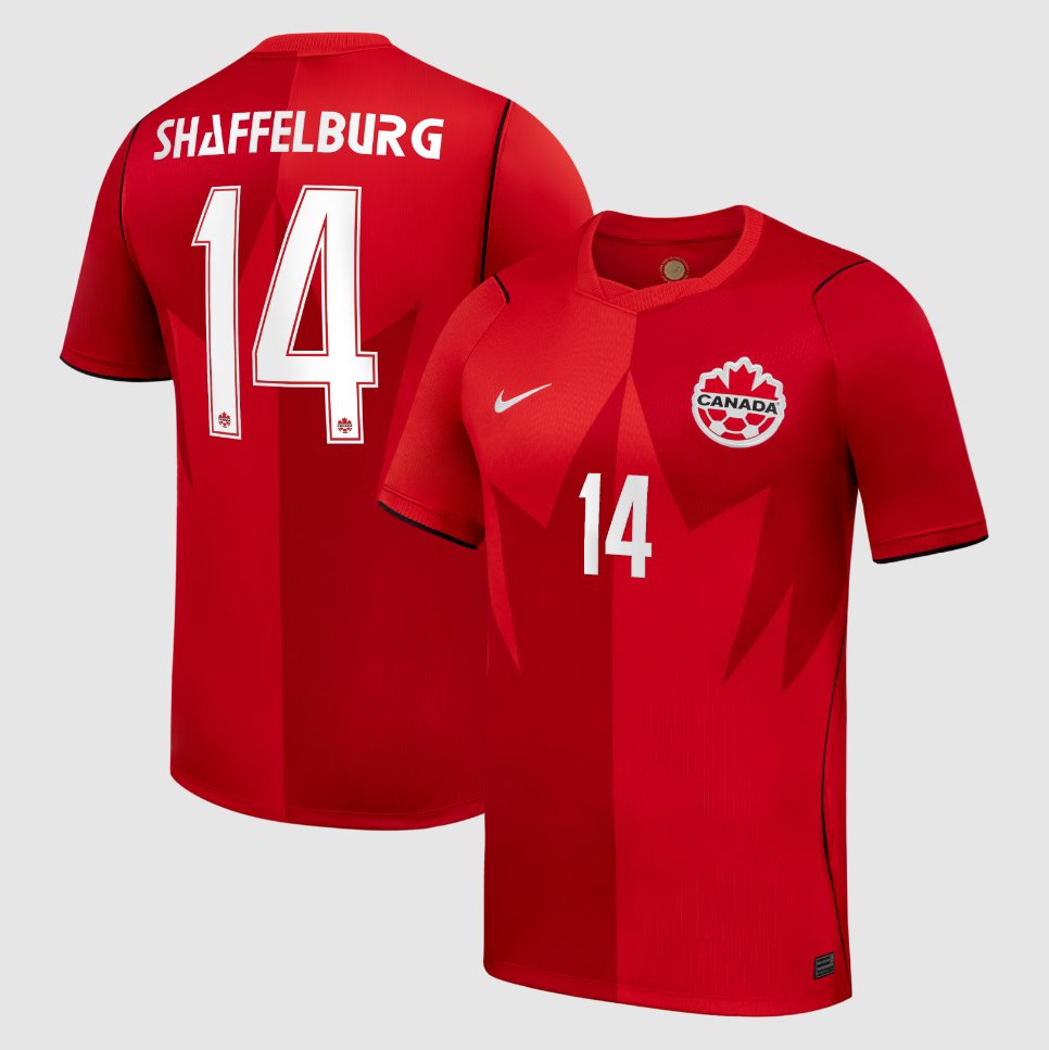 adult & kids Canada Soccer Team Uniform 14 Jacob Shaffelburg Jersey Home 2026 Red Activewear