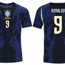 adult & kids Brazil Soccer Team Uniform 9 Ronaldo Jersey Away 2026 Blue Activewear
