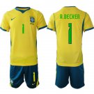 adult & kids Brazil Soccer Uniform Suit 1 Alisson Becker Jersey Set Home 2026 Gold Activewear