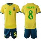 adult & kids Brazil Soccer Uniform Suit 8 Lucas Paqueta Jersey Set Home 2026 Gold Activewear