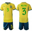 adult & kids Brazil Soccer Uniform Suit 3 Eder Militao Jersey Set Home 2026 Gold Activewear
