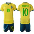 adult & kids Brazil Soccer Uniform Suit 10 Rodrygo Jersey Set Home 2026 Gold Activewear