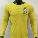 adult unisex Brazil Soccer Team Uniform Blank Jersey Home 2026 Gold Long-Sleeve Activewear