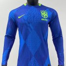 adult unisex Brazil Soccer Team Uniform Blank Jersey Training 2026 Blue Long-Sleeve Activewear