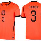adult & kids Netherlands National Soccer Uniform 3 Jurrien Timber Jersey Home 2026 Orange Activewear