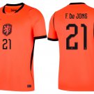 adult & kids Netherlands Soccer Uniform 21 Frenkie De Jong Jersey Home 2026 Orange Activewear