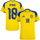 adult & kids Sweden National Soccer Uniform 18 Yasin Abbas Ayari Jersey Home 2026 Yellow Activewear