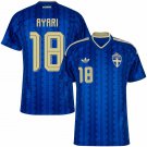 adult unisex Sweden National Soccer Uniform 18 Yasin Abbas Ayari Jersey Away 2026 Blue Activewear