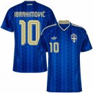 adult unisex Sweden National Soccer Uniform 10 Ibrahimović Jersey Away Stadium 2026 Blue Activewear