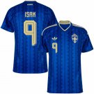 adult unisex Sweden National Soccer Team Uniform 9 Alexander Isak Jersey Away 2026 Blue Activewear