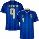 adult unisex Sweden National Soccer Uniform 9 Freddie Ljungberg Jersey Away 2026 Blue Activewear